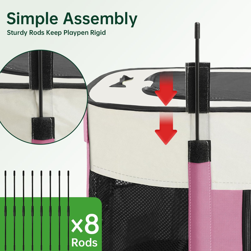 Siedihit playpen size chart in pink small showing fit options.