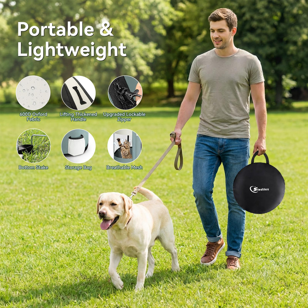 Siedihit dog playpen size chart showing options for pets of all sizes.