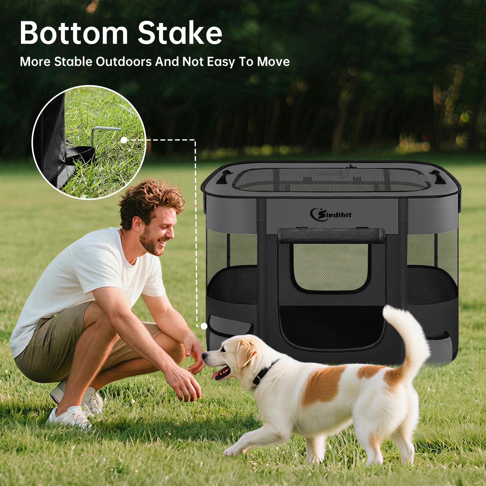 Siedihit dog playpen available in small, medium, and large to fit pets.