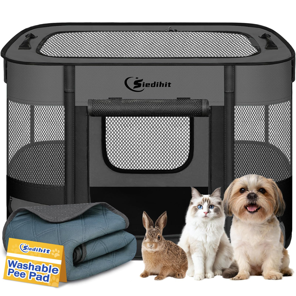 Siedihit dog playpen small dimensions for compact spaces and easy setup.