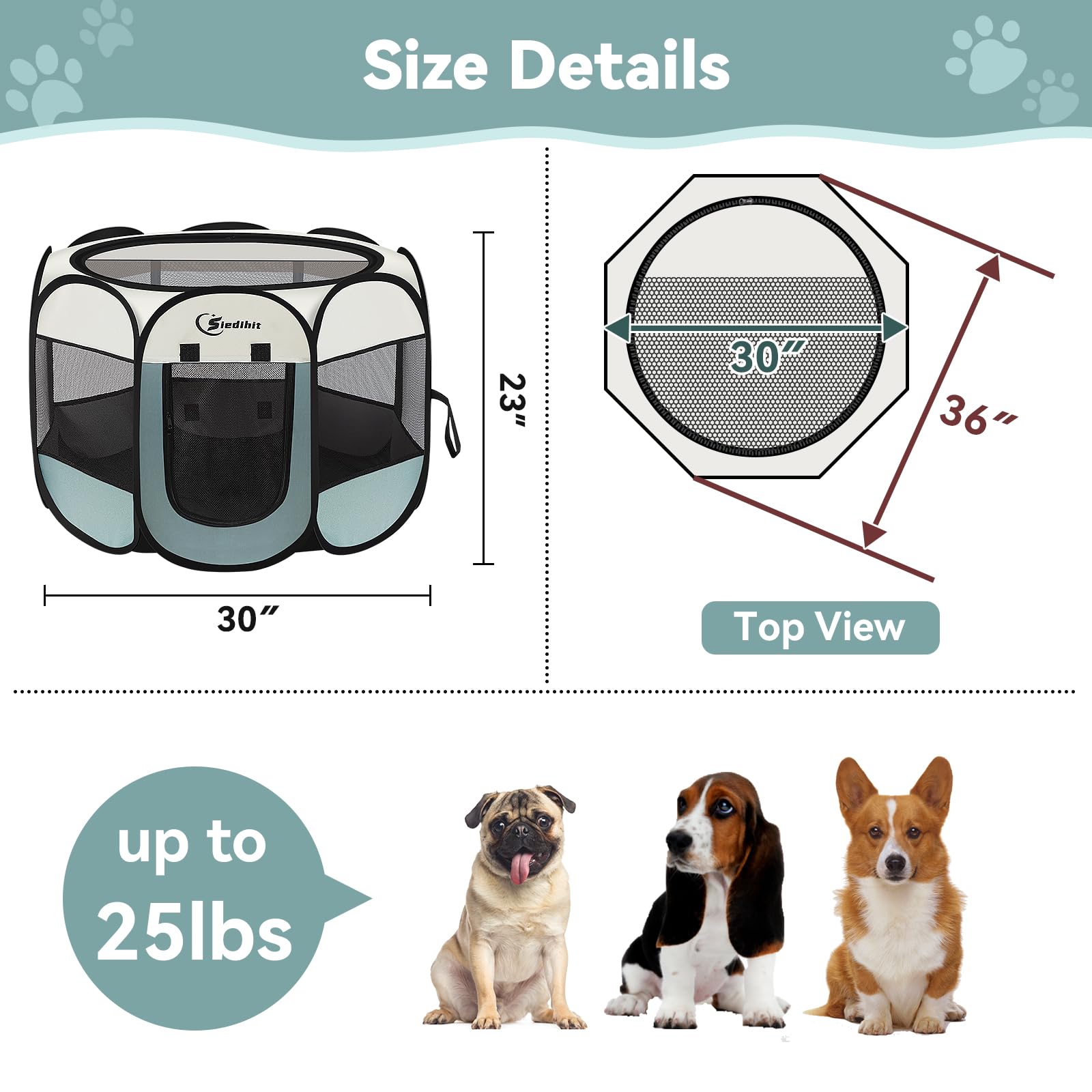 Siedihit dog playpen use on lawn demonstrates versatile outdoor setup