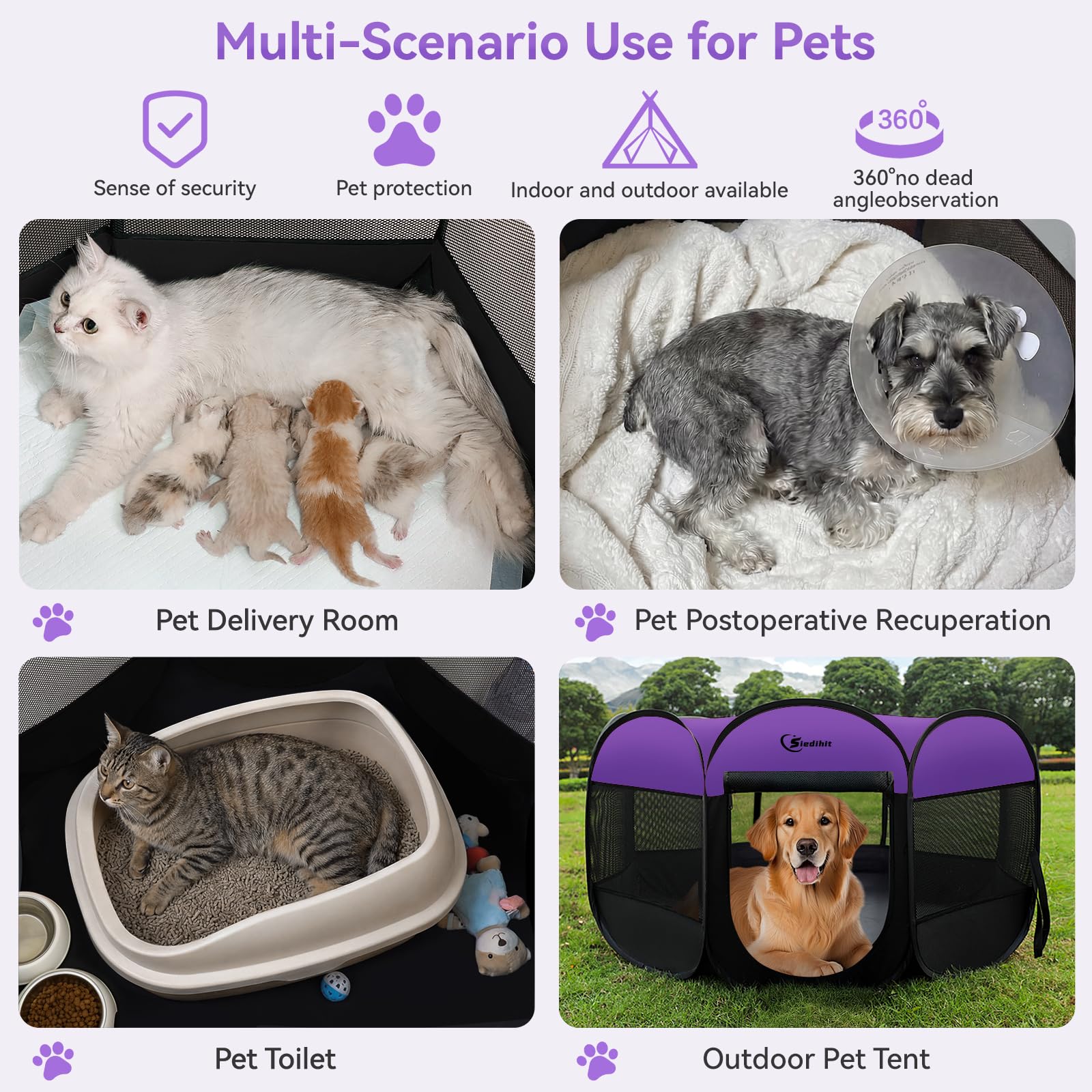 Siedihit foldable pet playpen in a tote bag for portability.