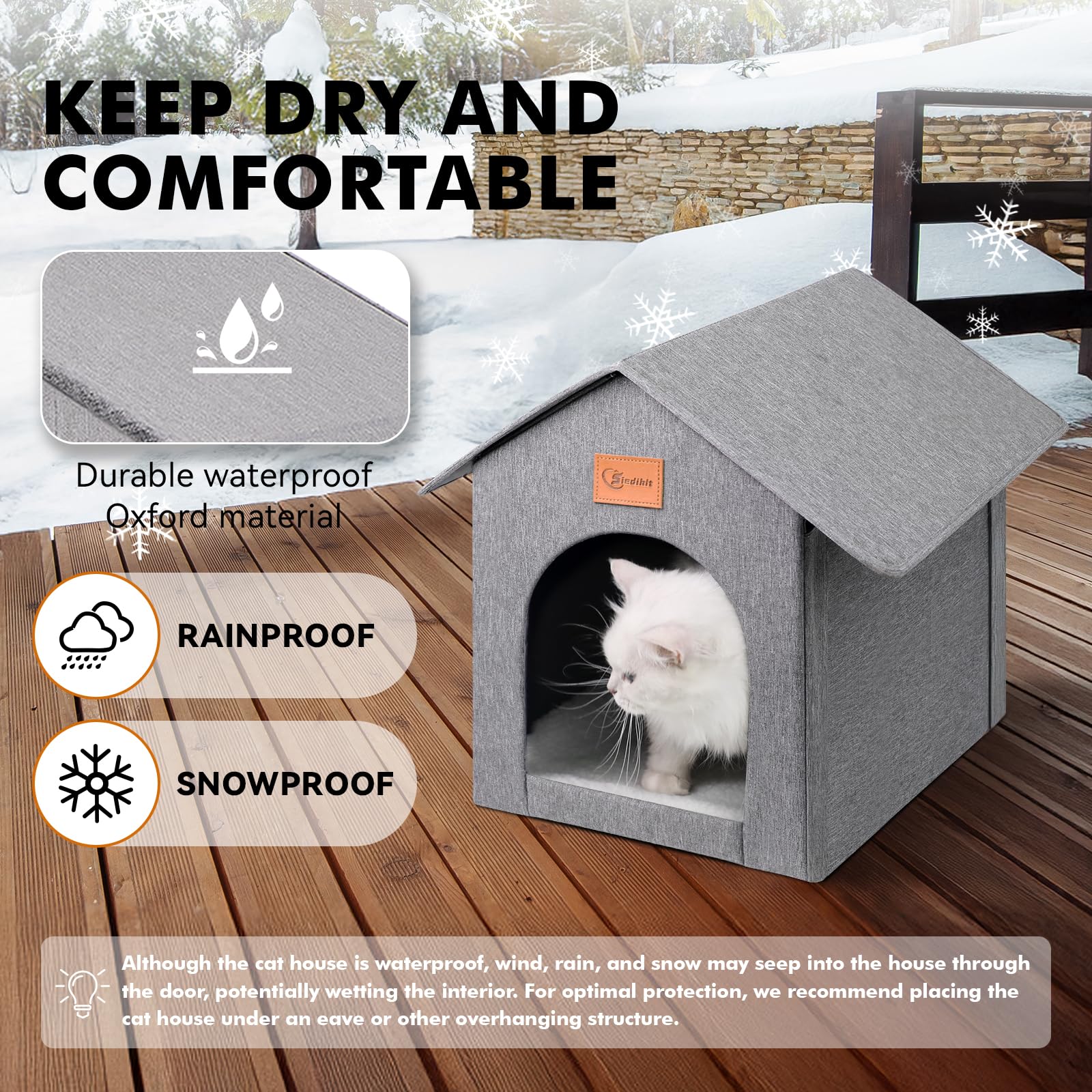 Siedihit outdoor cat house entrance promotes easy access for curious felines