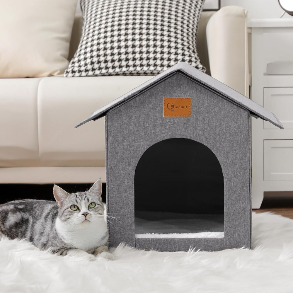 Siedihit outdoor cat house under eaves shelter protects stray cats