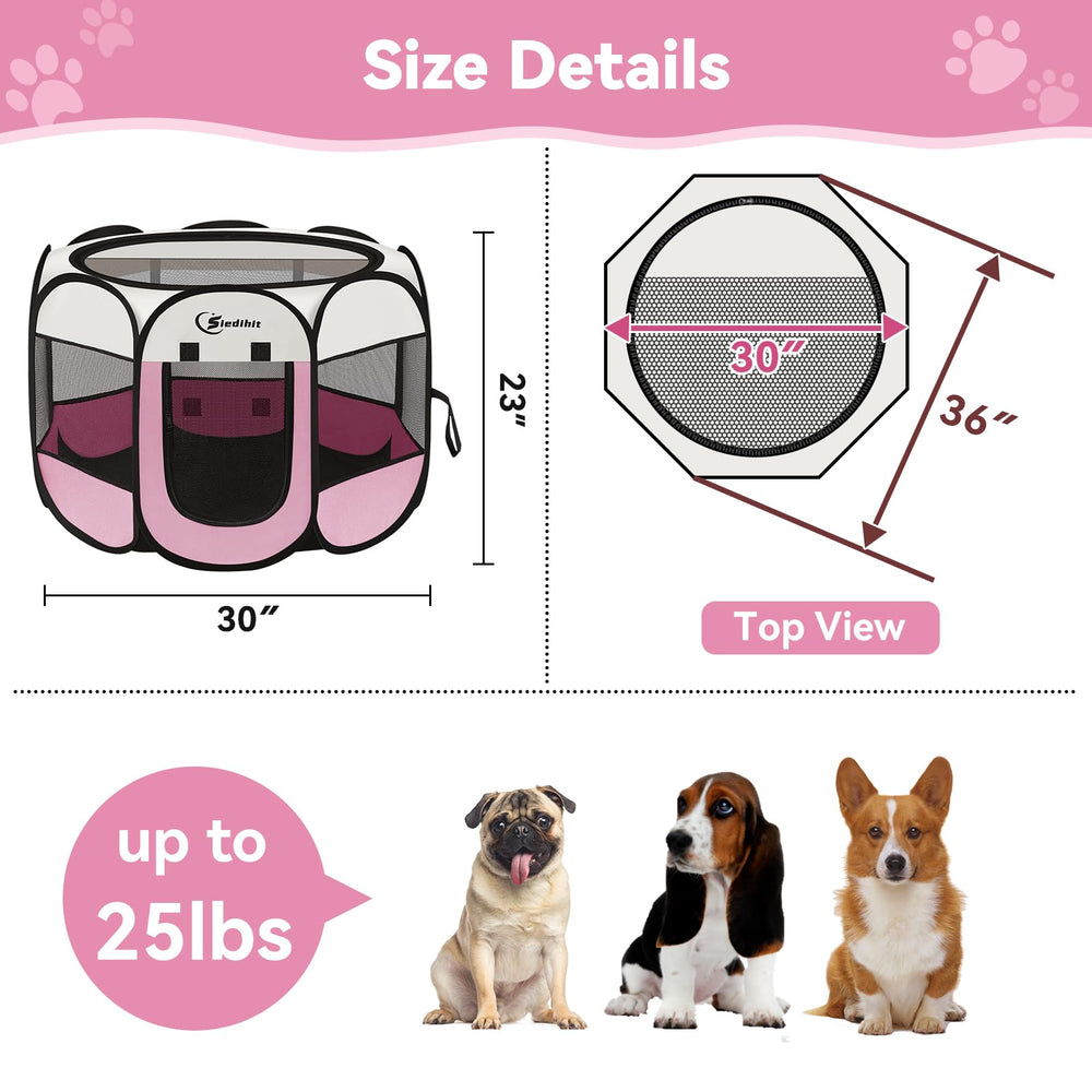 Siedihit pink puppy playpen cleaning easy with wipe or rinse