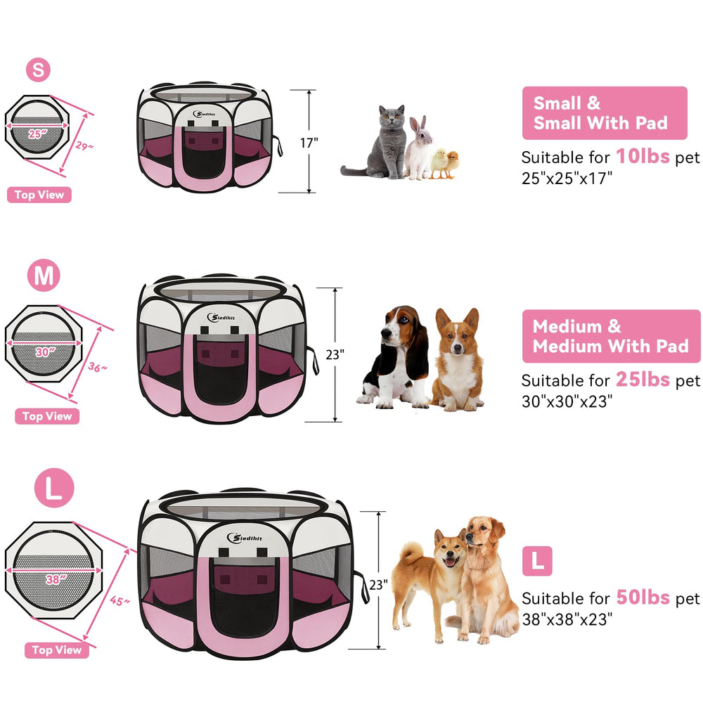 Siedihit pink playpen with fast setup for indoor or outdoor use.