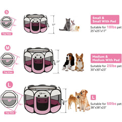 Siedihit pink playpen with fast setup for indoor or outdoor use.
