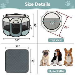 Siedihit playpen with easy-entry-roll-up-sides enables quick pet access.