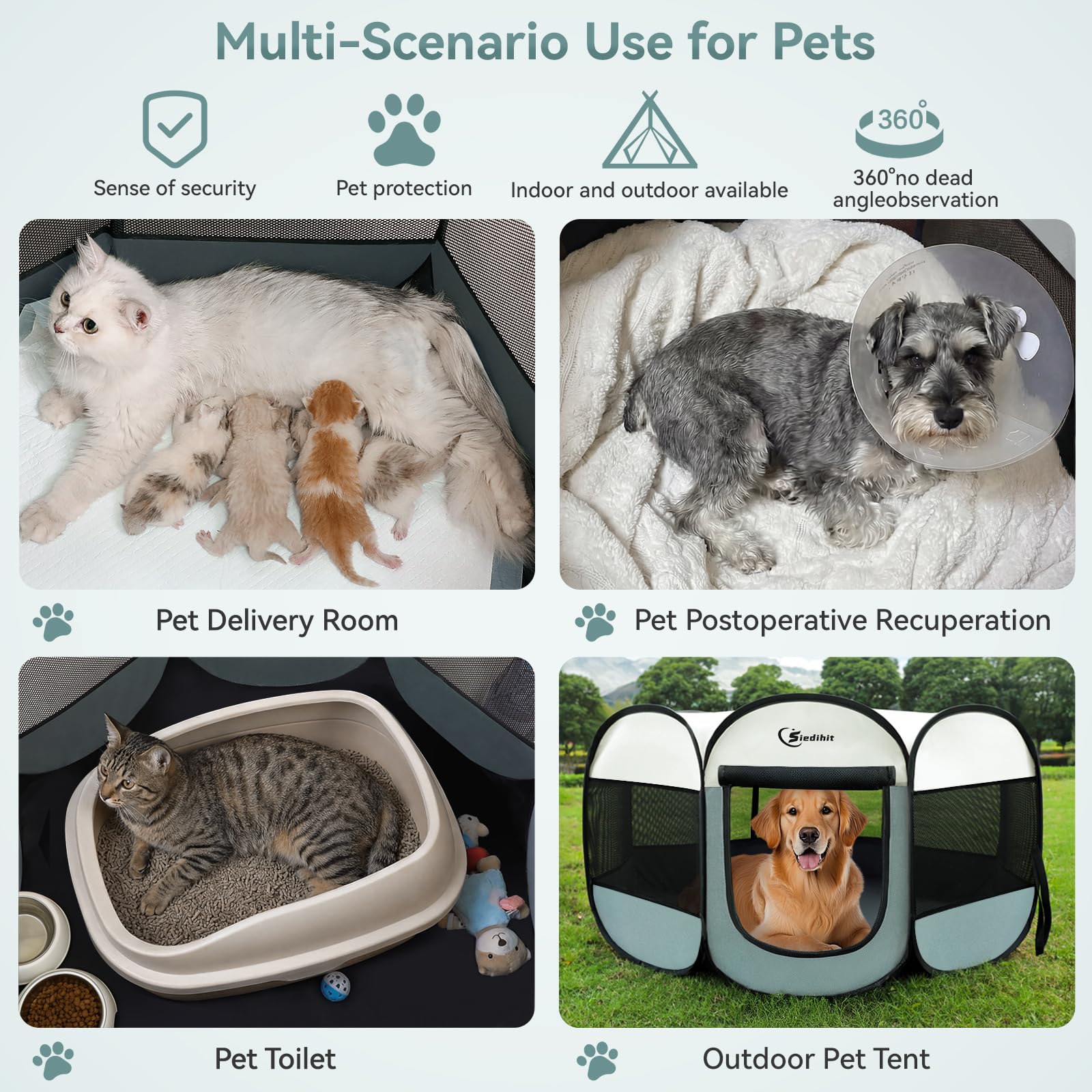 Siedihit playpen interior spacious space for pets to move