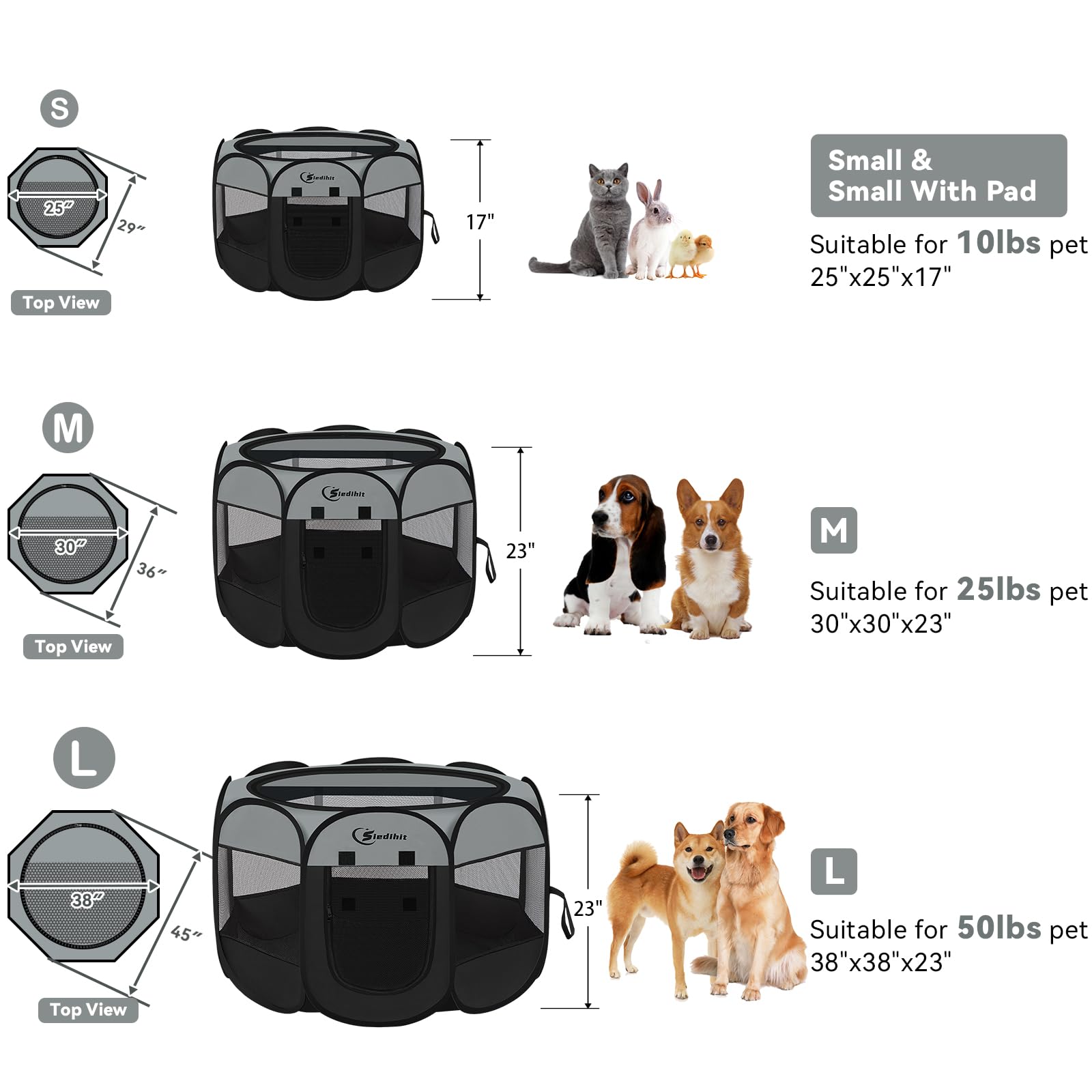 Siedihit playpen side entrance for easy pet access