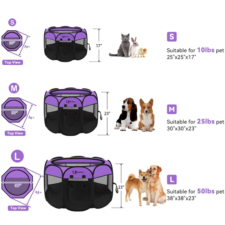Siedihit pop-up dog kennel viewed from top showing breathable 8-panel mesh.