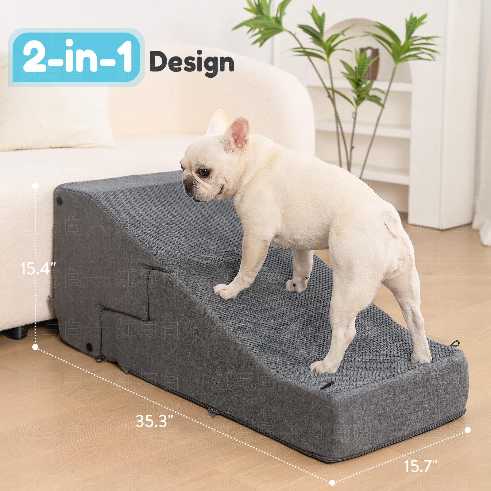 SIEMOUR 2-in-1 stair and ramp in action for versatile pet access