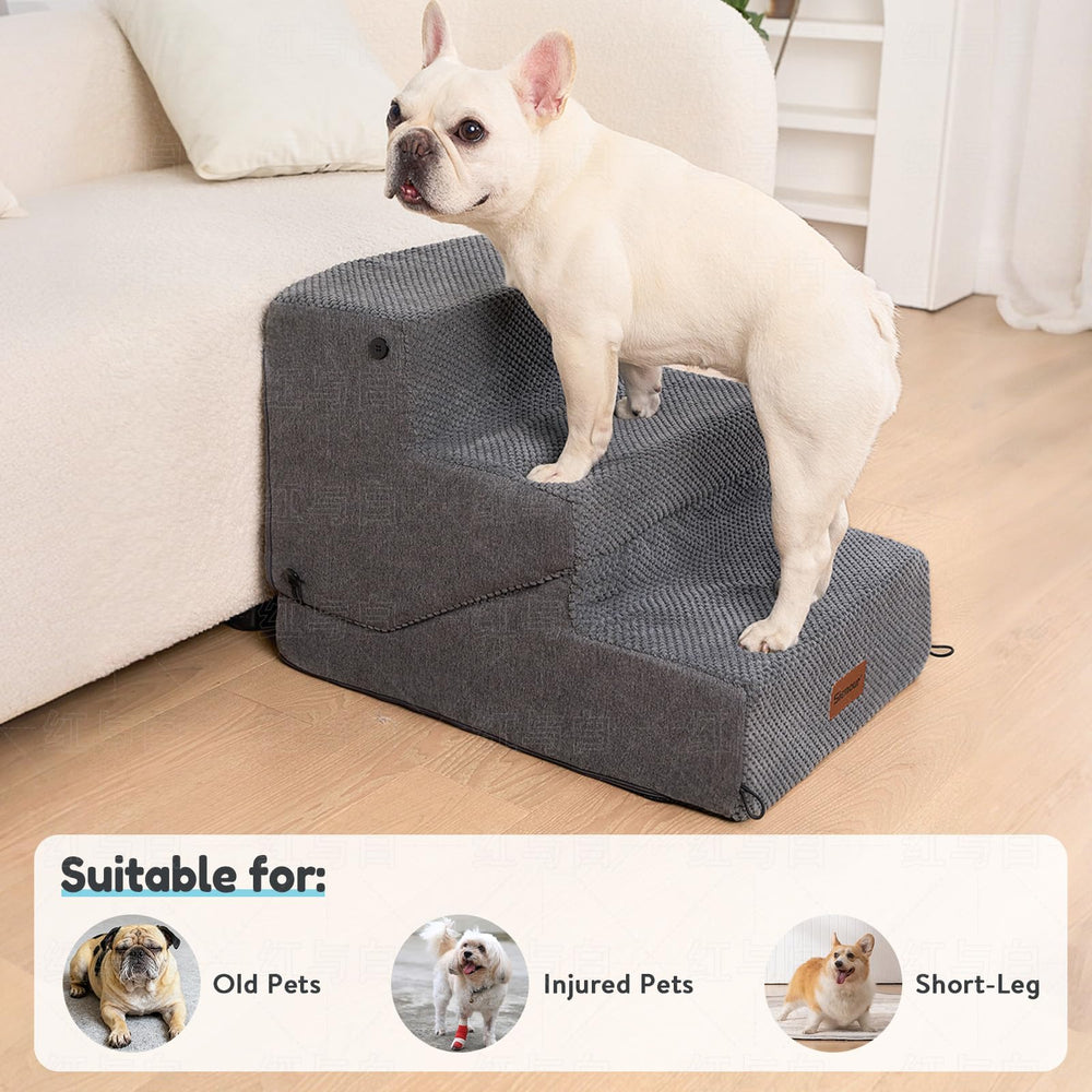 SIEMOUR 5-step option grey dog stairs suitable for tall furniture