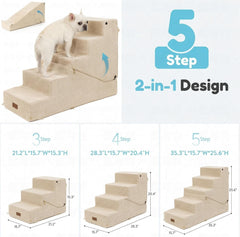 SIEMOUR 5-step stairs beige ramp transition demonstrates 2-in-1 versatility
