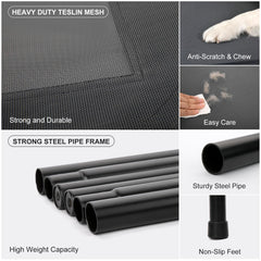 SIEMOUR cooling elevated dog bed mesh cover close-up emphasizes ventilation and washability.