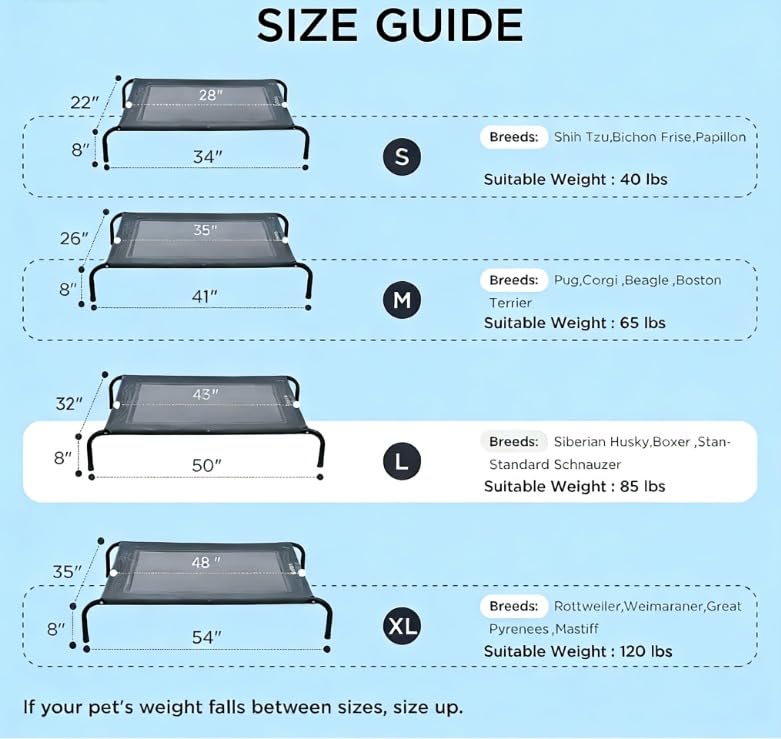 SIEMOUR dog bed cot with non-slip feet ensures stable resting.