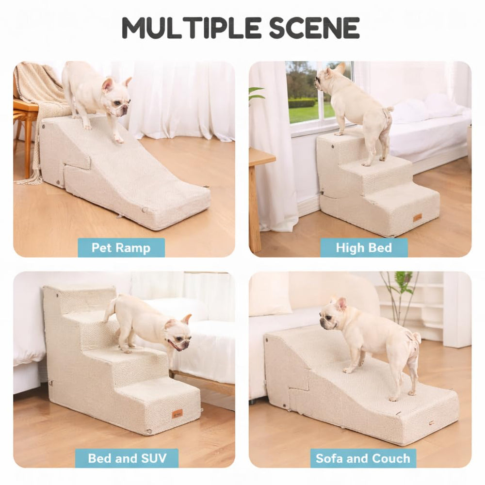 SIEMOUR beige foldable-stairs stored neatly when not in use