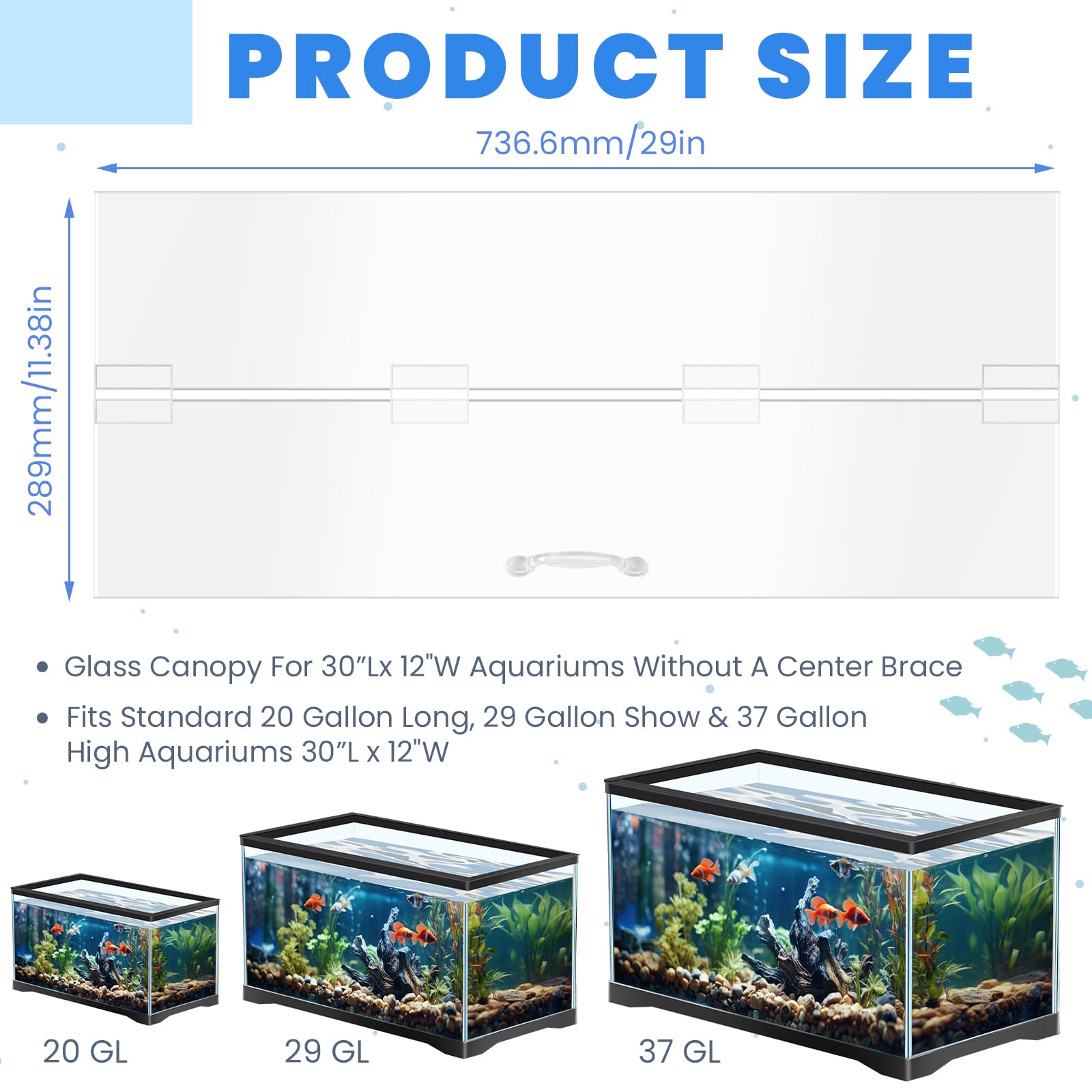 Sieral clear polycarbonate aquarium cover enables bright viewing.