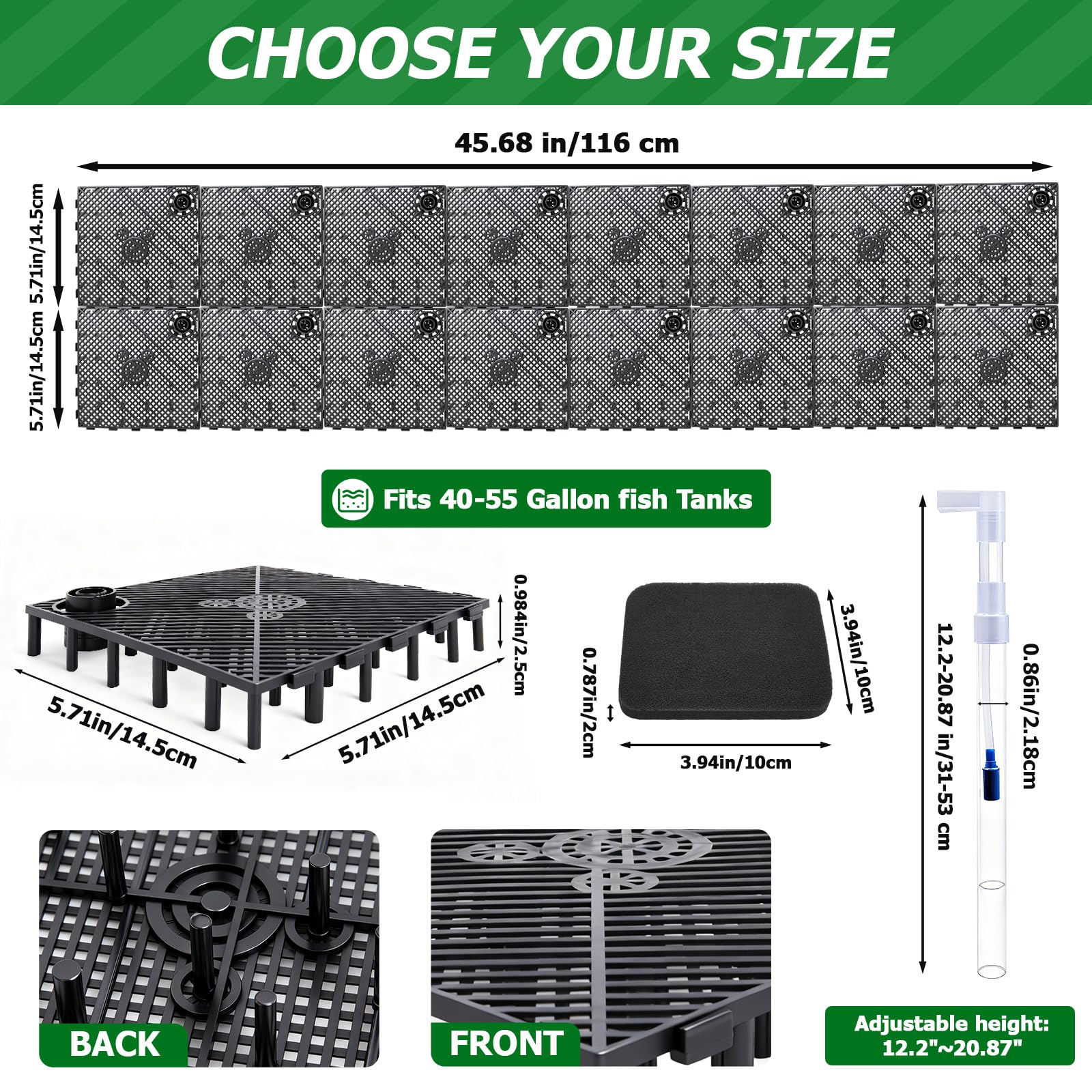 Sieral uplift tubes adjustable provide flexible tank depth options