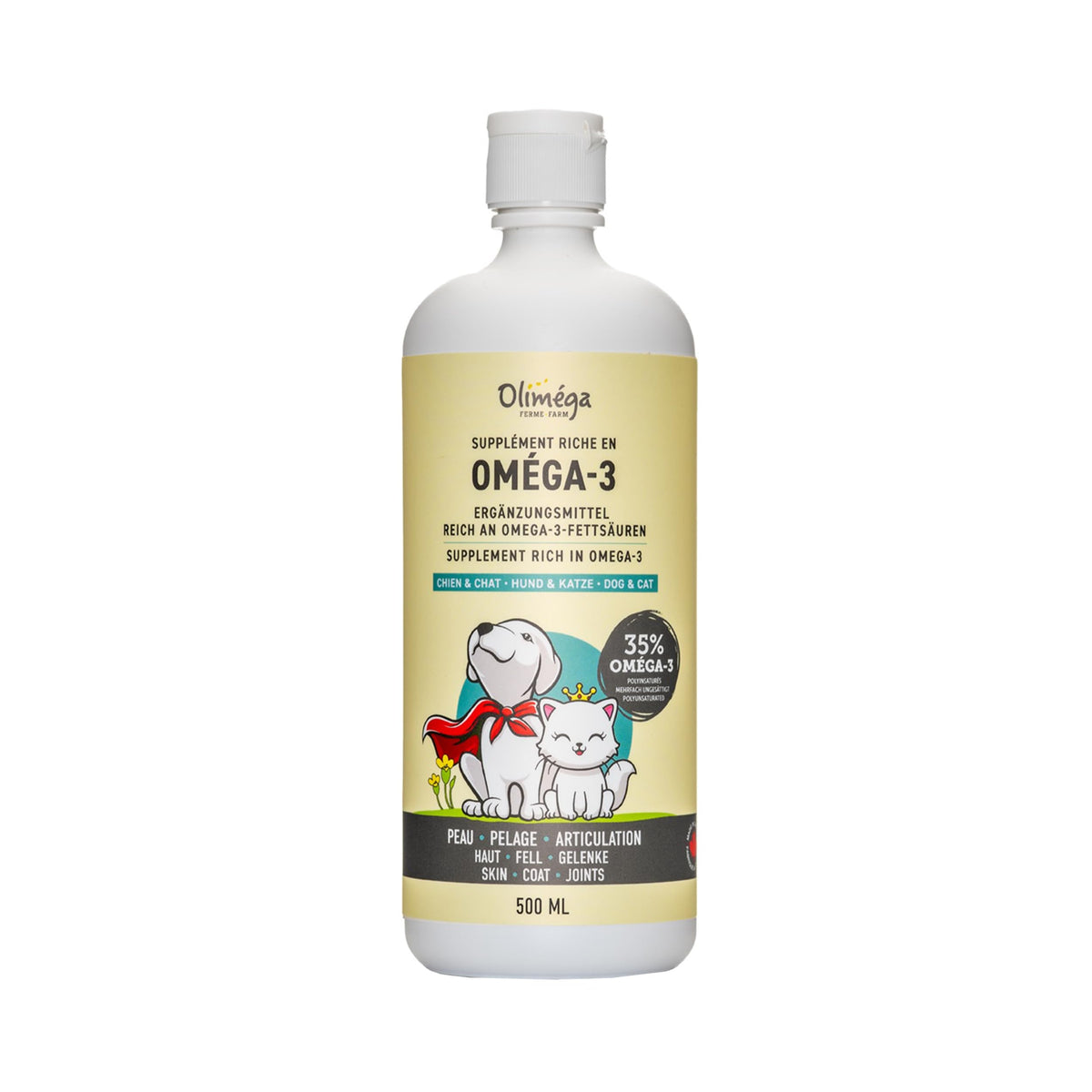 Signé Caméline camelina oil for dogs bottle pour, boosting coat shine and skin health