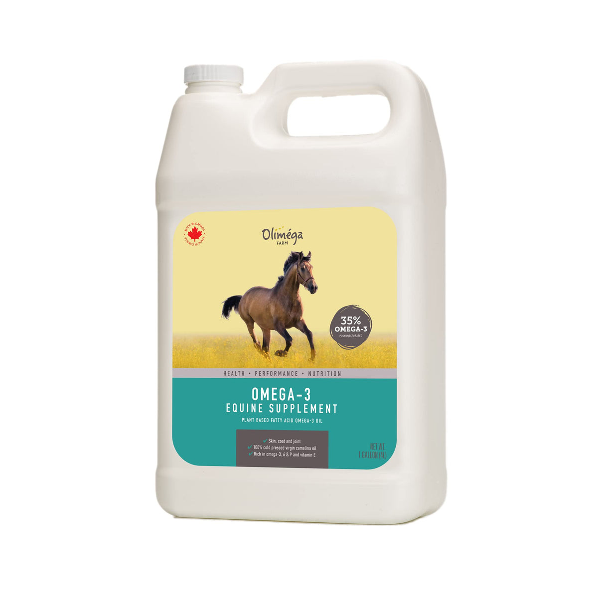 Signé Caméline camelina oil for horses bottle — pure, cold-pressed and supports a healthy coat.