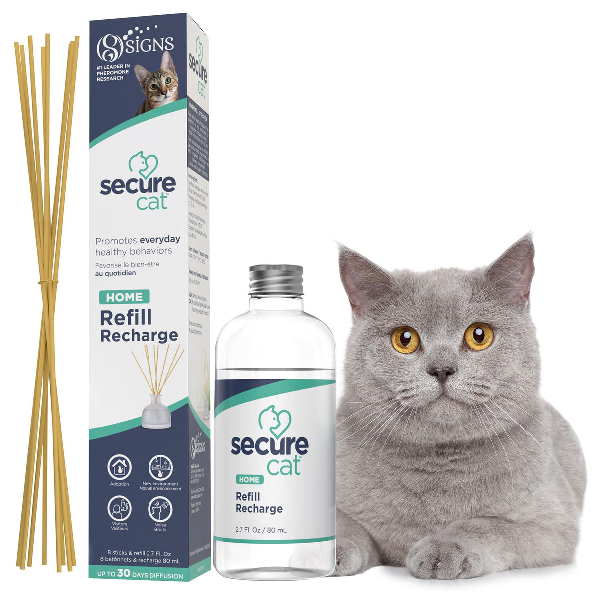 SIGNS SecureCat bottle and sticks setup supports a calmer home environment.