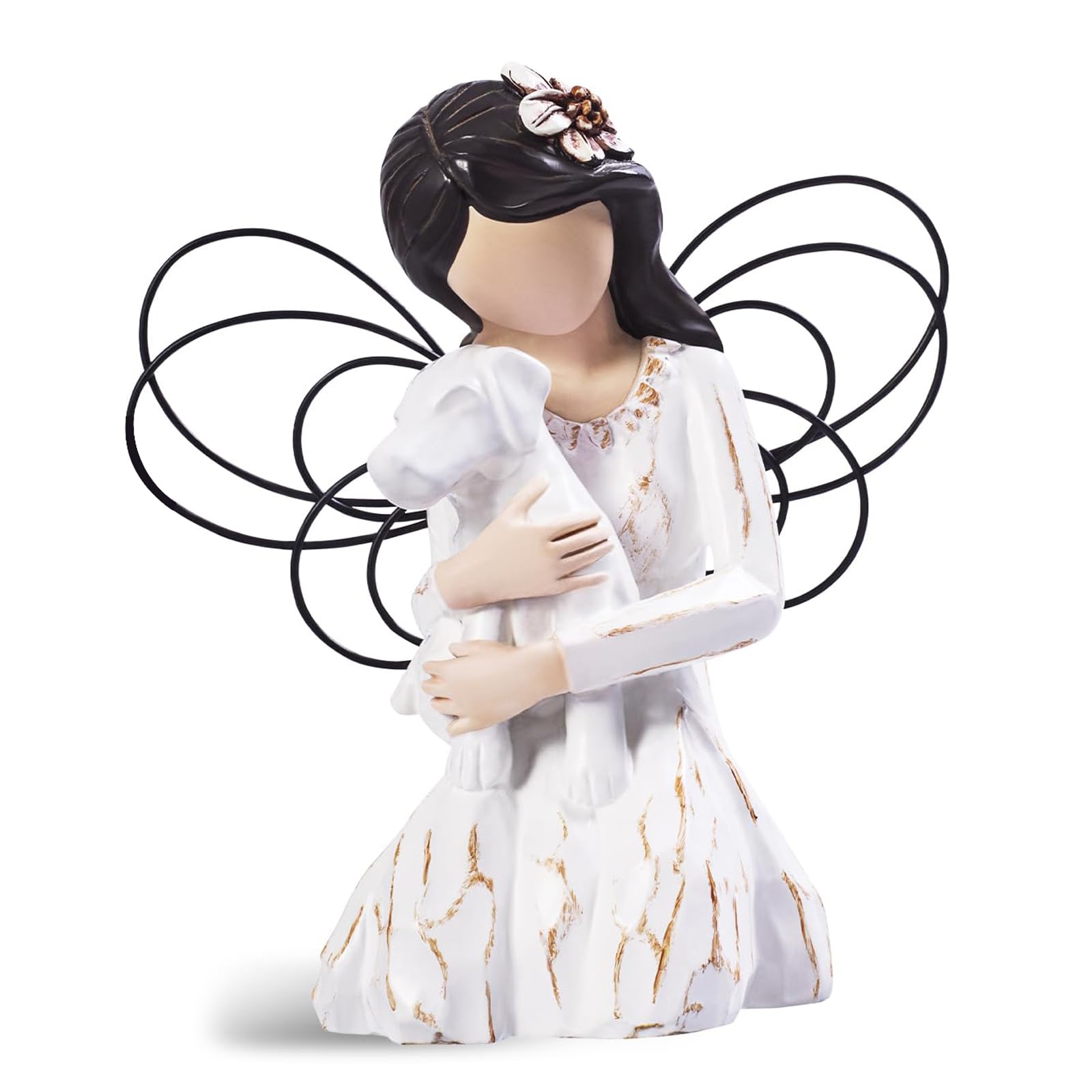 SIGUEJOR dog memorial angel figurine in white, a comforting keepsake for pet loss.
