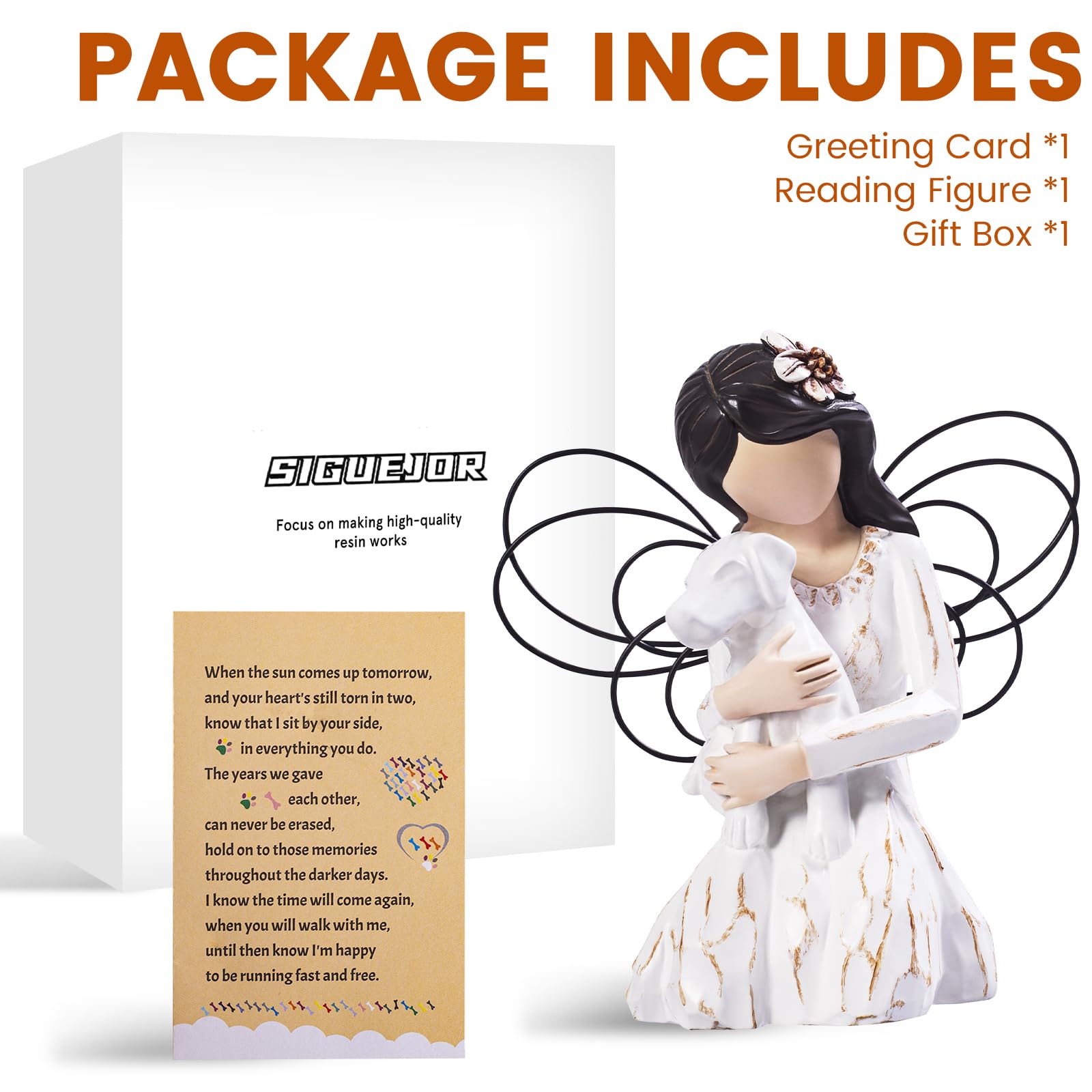 SIGUEJOR hand-painted resin angel captures warmth, hope, and remembrance.