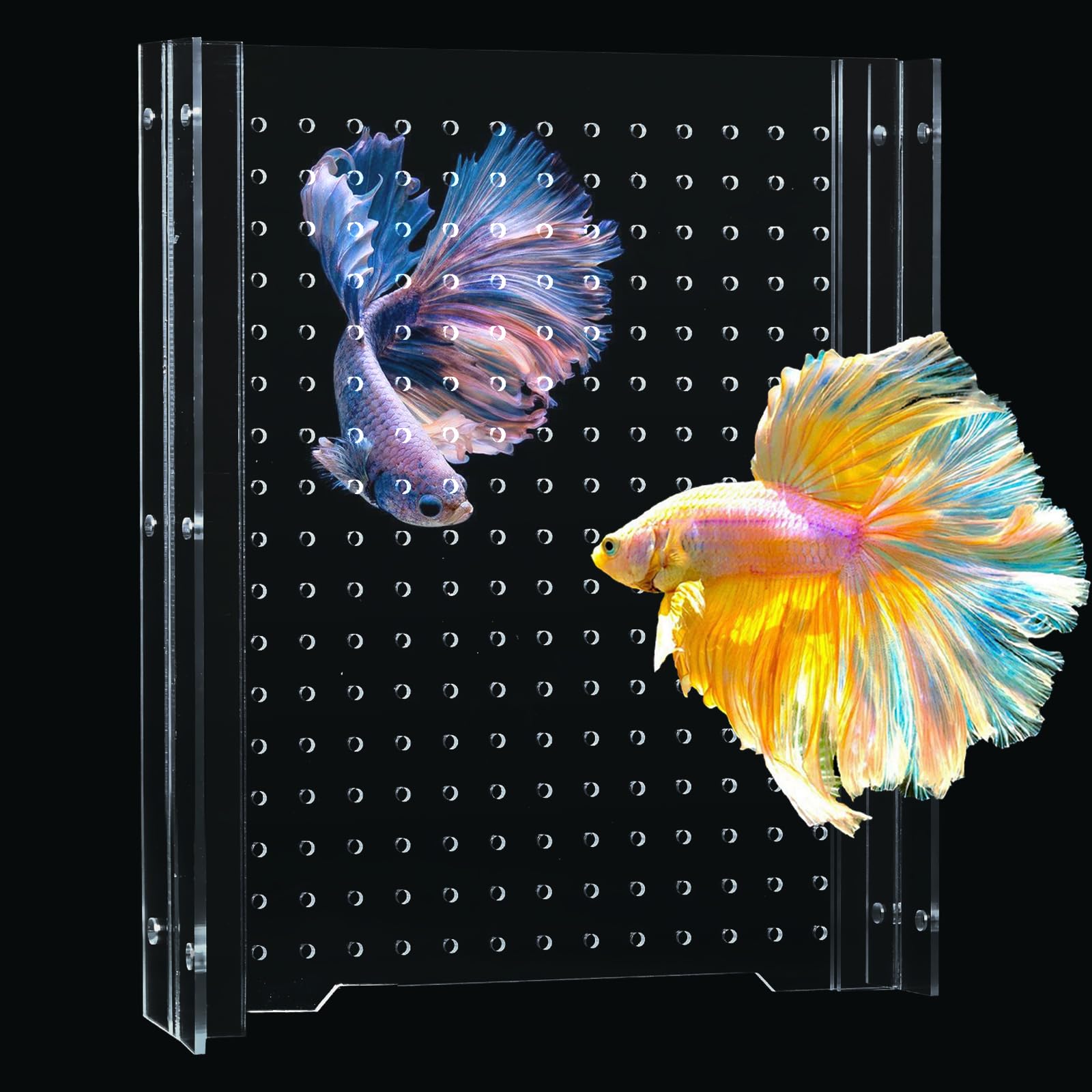 SIKGFPN acrylic fish tank divider for 15-20 gallon long tanks, adjustable width keeps fish separated.