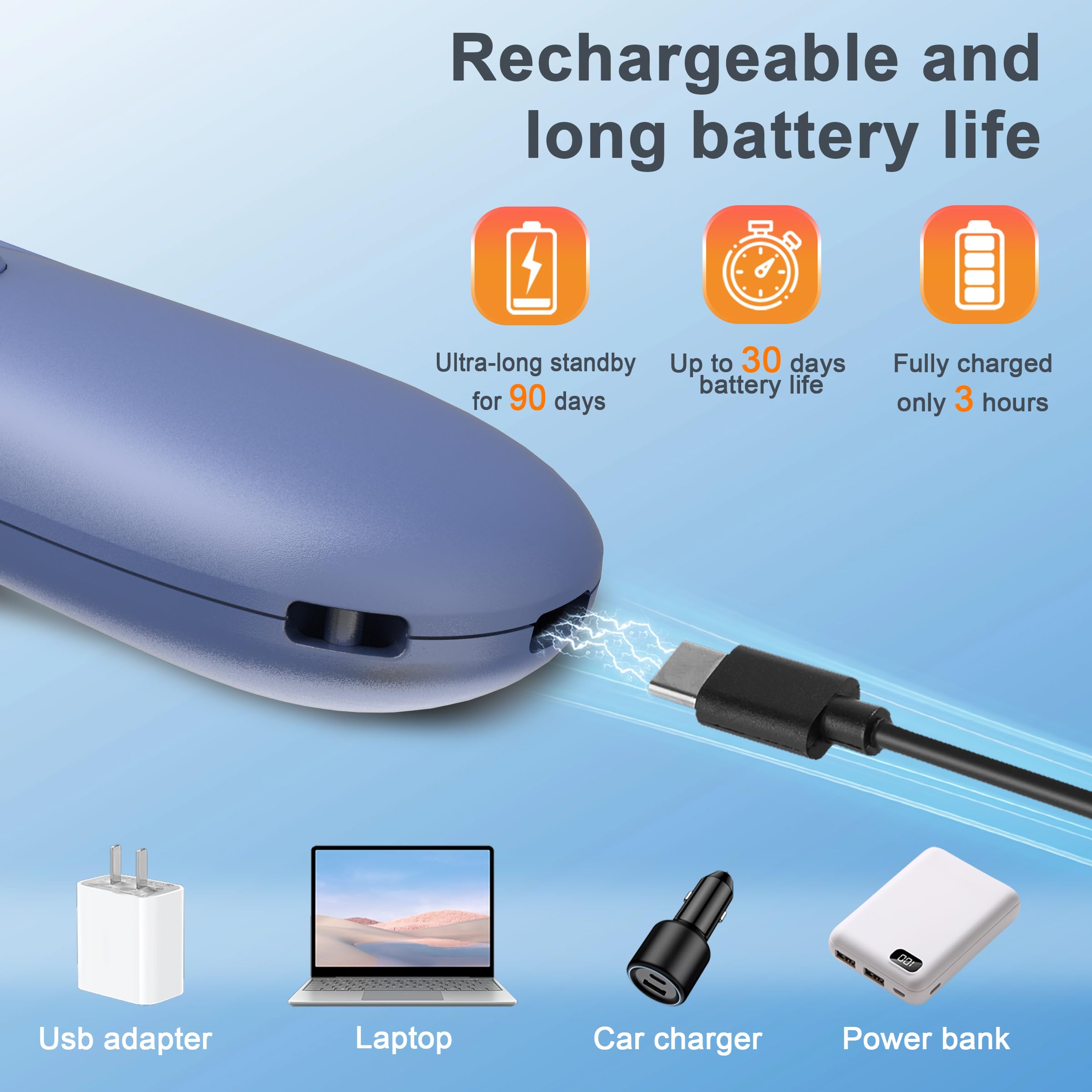 SilentPal USB-C charging enables quick power for on-the-go sessions