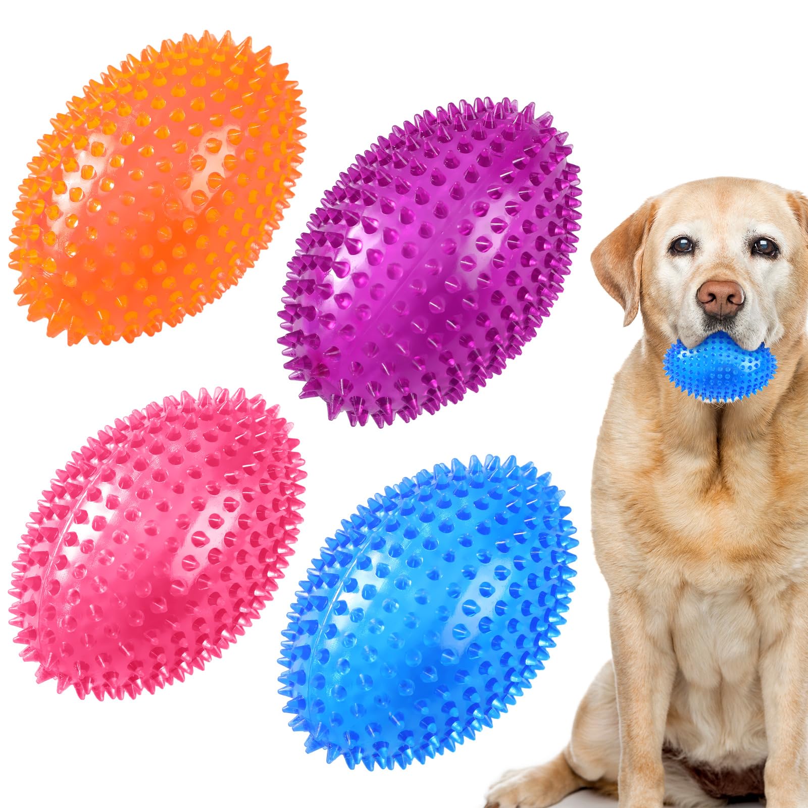 Silipull spiky football dog toy blue boosts interactive play and fetch