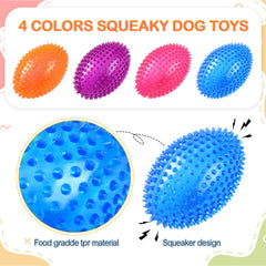 Silipull spiky football dog toy orange durable for aggressive chewers during fetch