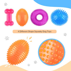 Silipull spiky squeaker ball orange supports chewing and energetic play sessions