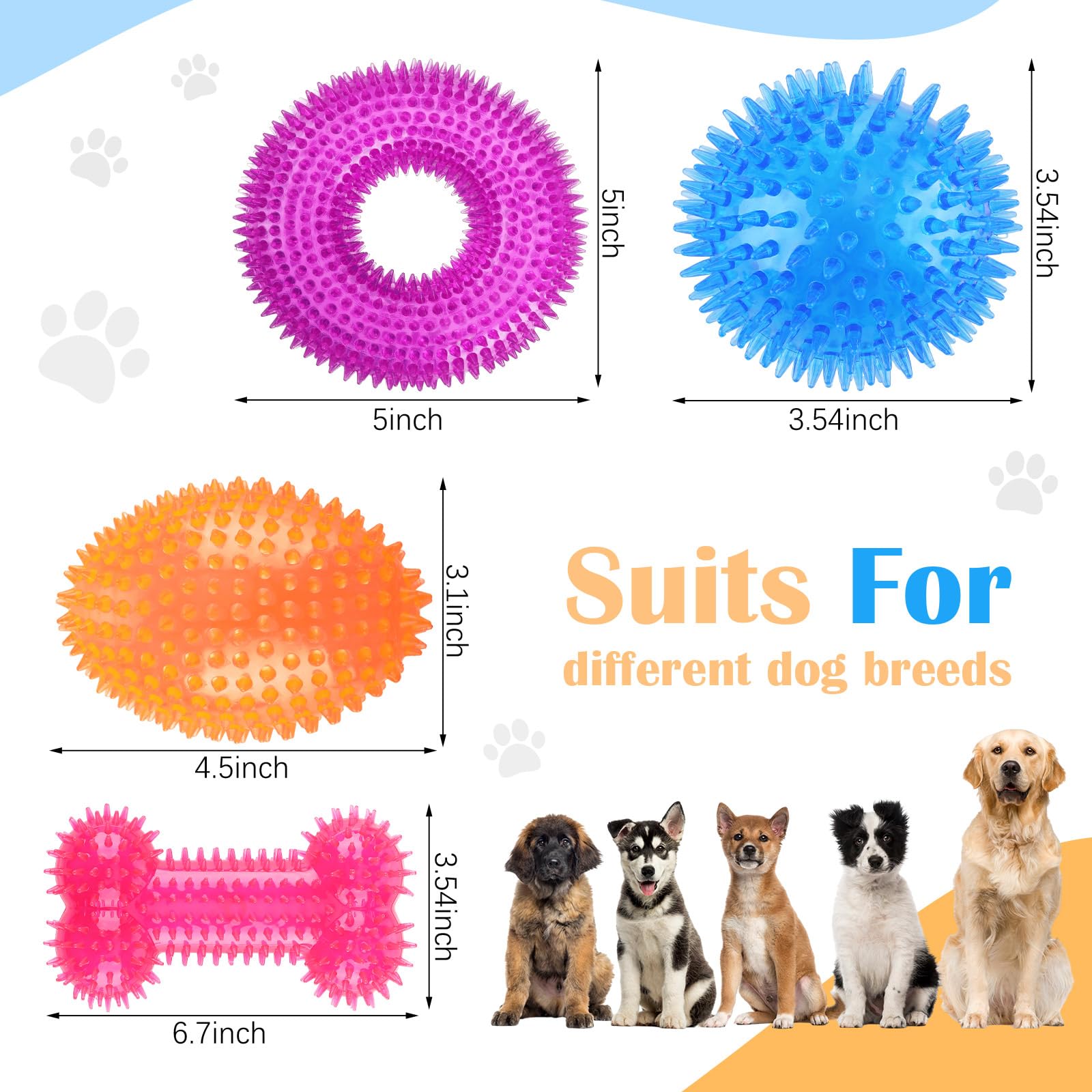 Silipull spiky squeaker ball purple engages dogs in active fetch and chew