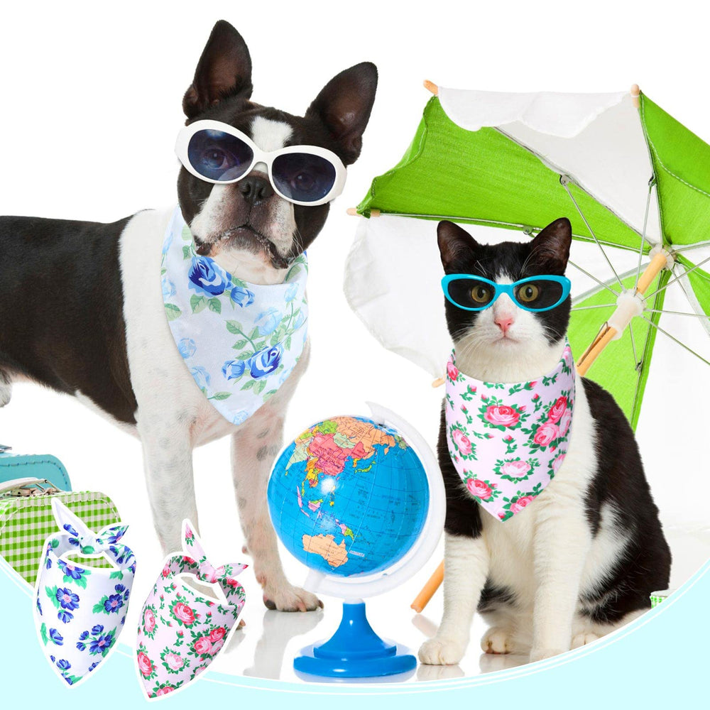 Silkfly 50-piece dog bandana set in bright floral prints.