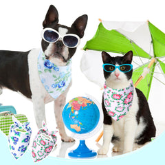 Silkfly 50-piece dog bandana set in bright floral prints.