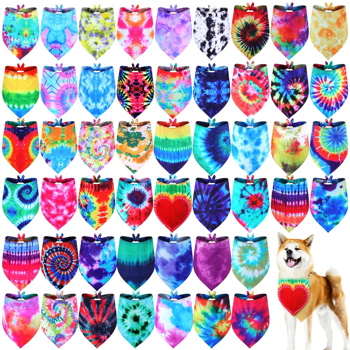 Silkfly XL tie-dye dog bandana with vibrant colors for summer outings.
