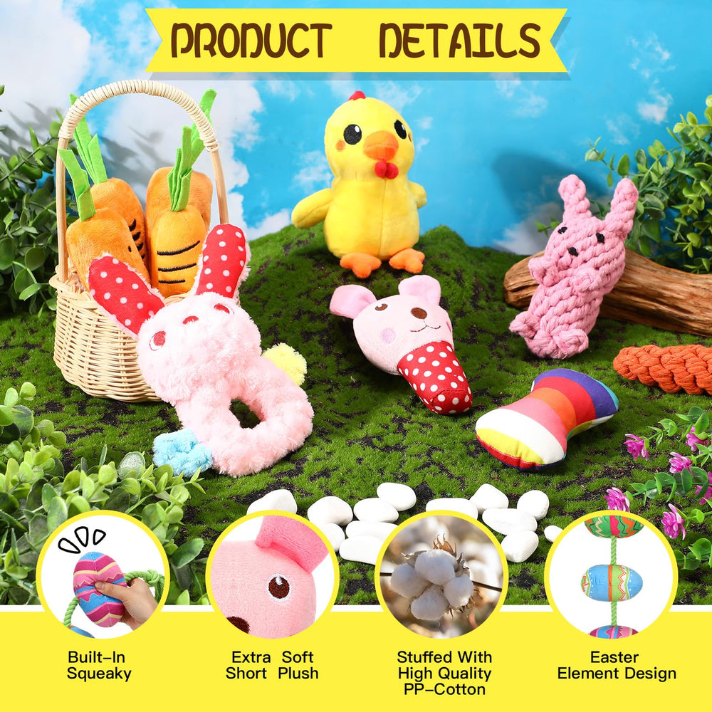 SilTriangle Easter chick plush toy with squeaker for extended engagement