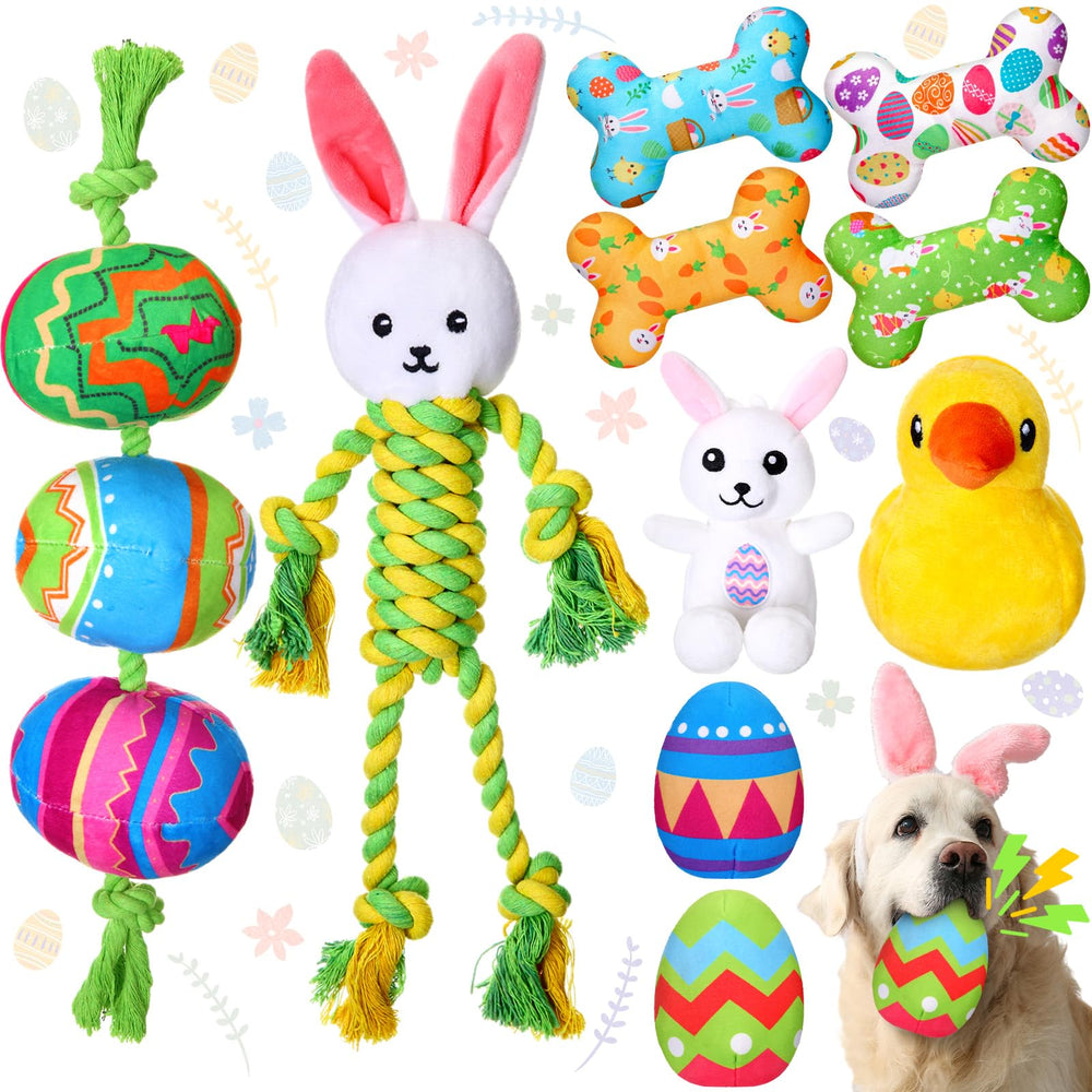 SilTriangle Easter egg rope strand dog toy for interactive play and tugging