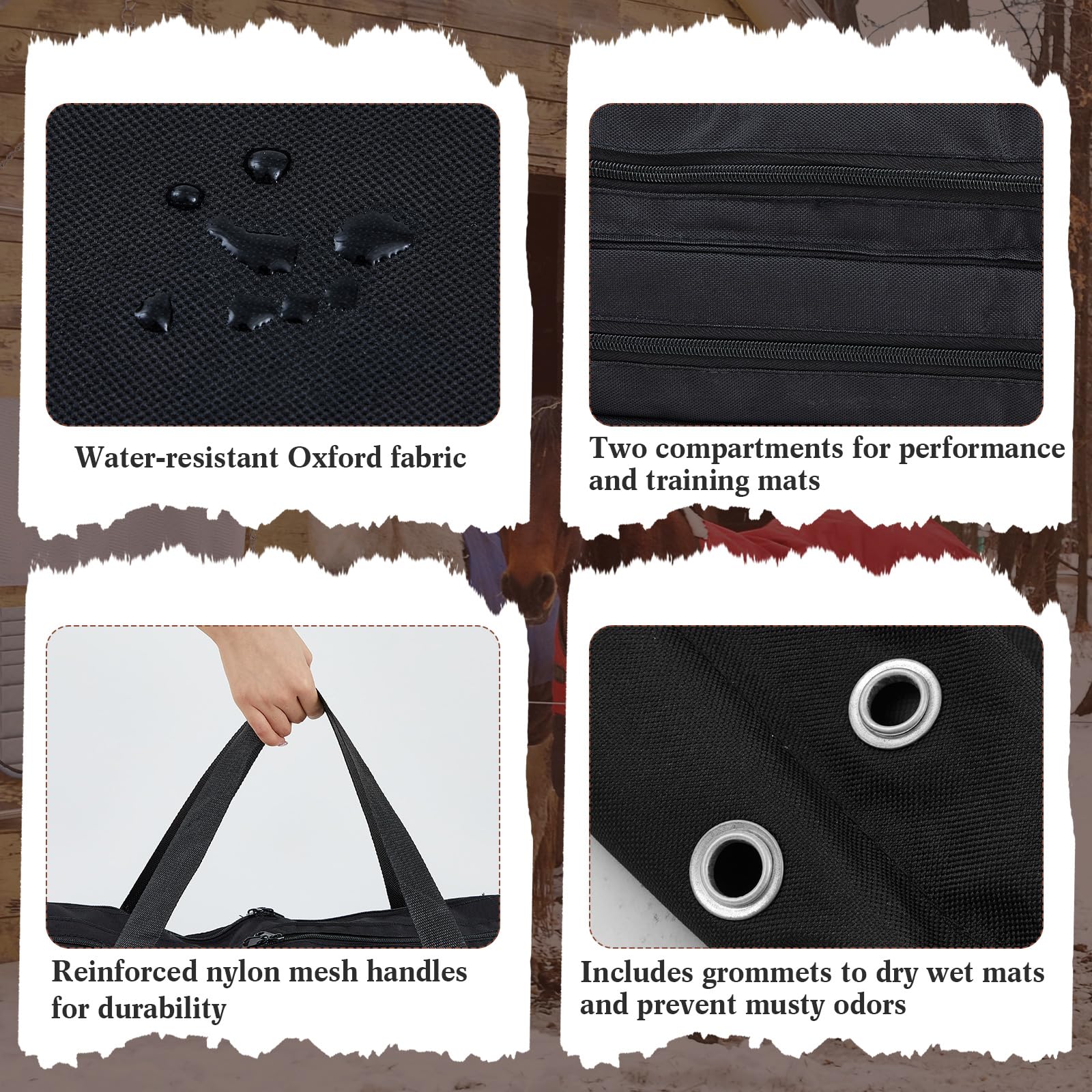 Sized at 63.5 x 73.5 x 16 cm to fit multiple pads and gear.