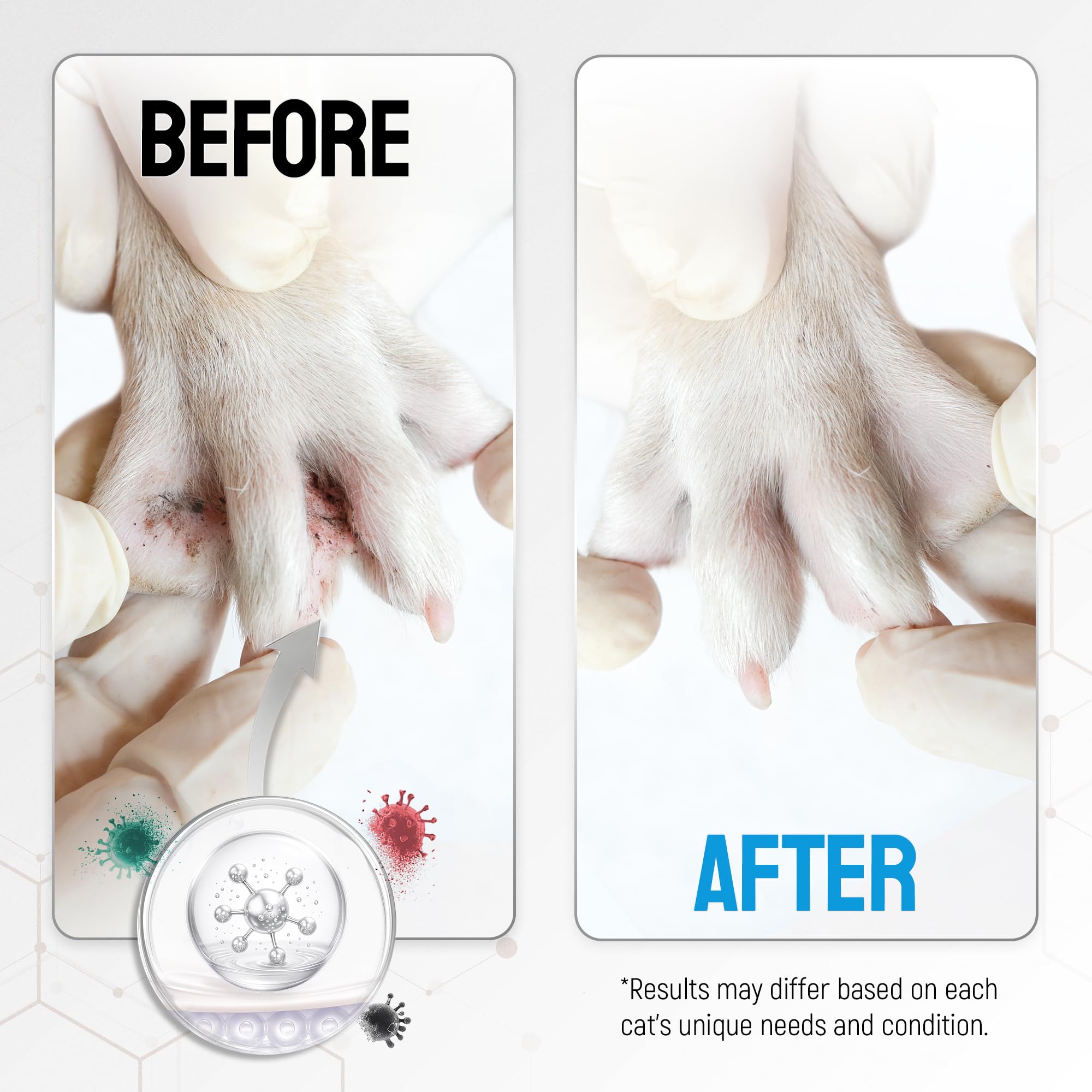 SILVER GRADE cat skin-care solution closeup for gentle care.