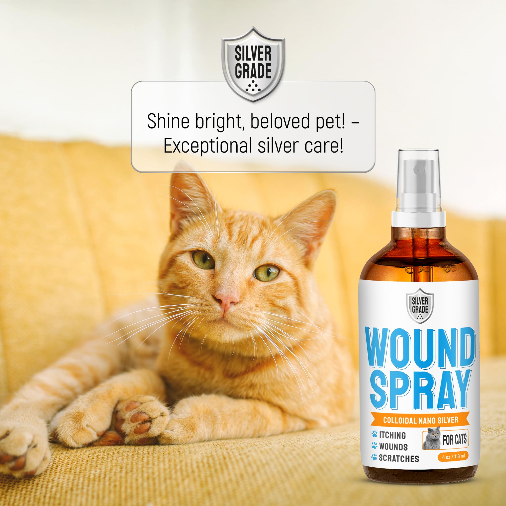 SILVER GRADE wound spray packaging suitable for home use.