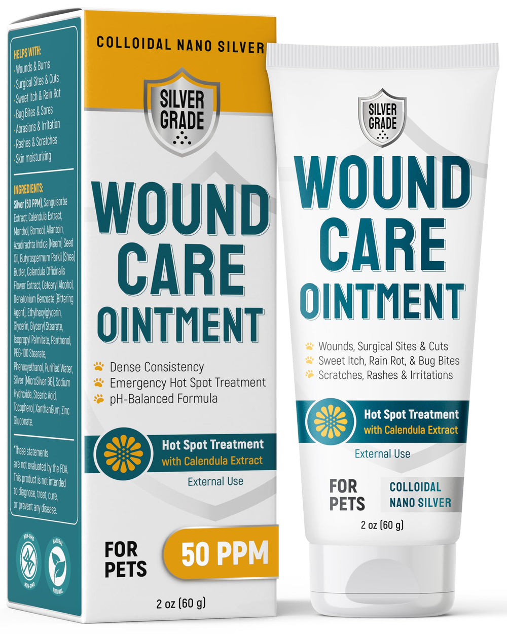 SILVER GRADE dog wound ointment tube for quick first-aid care