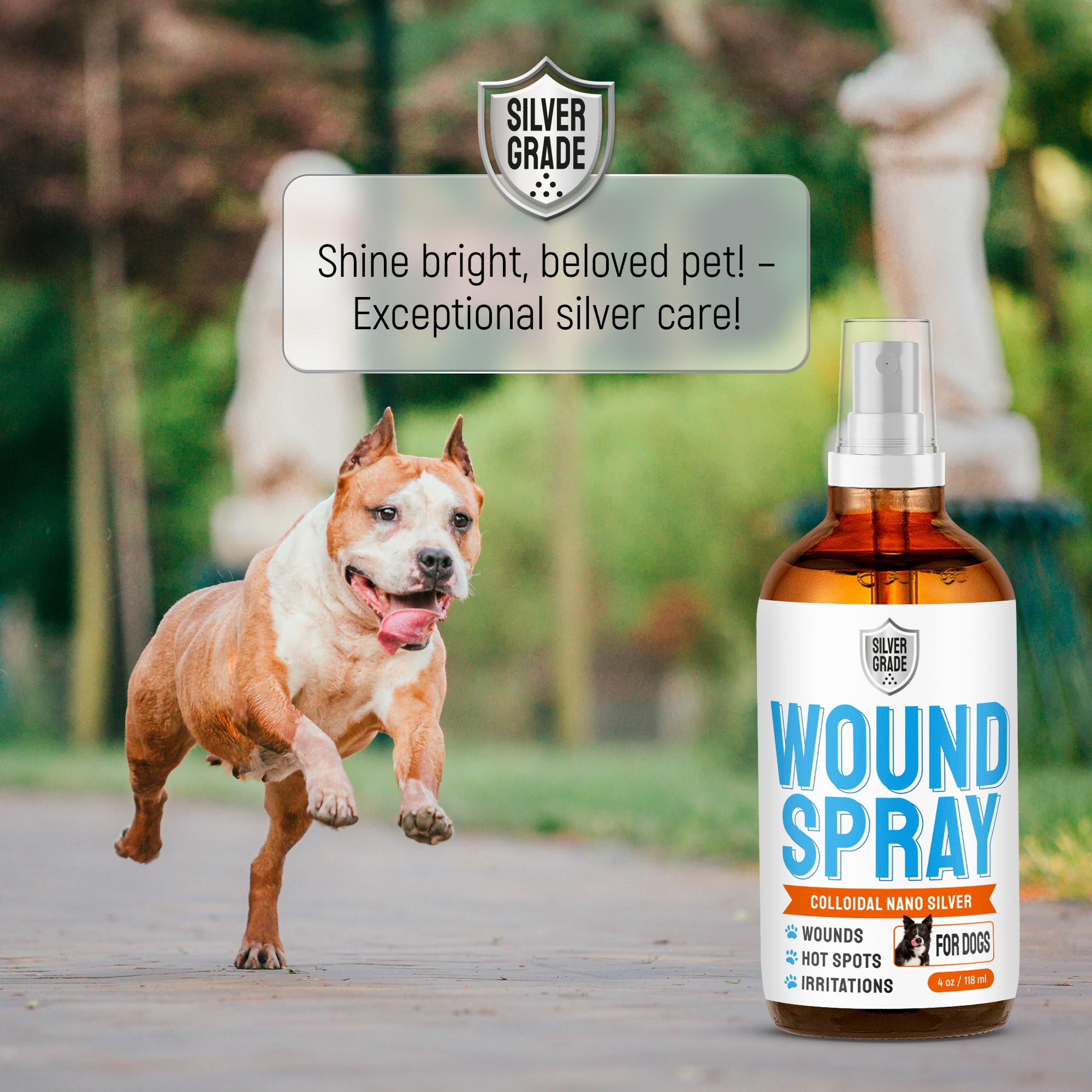 SILVER GRADE on-dog-skin patch demonstrates convenient care on affected area.