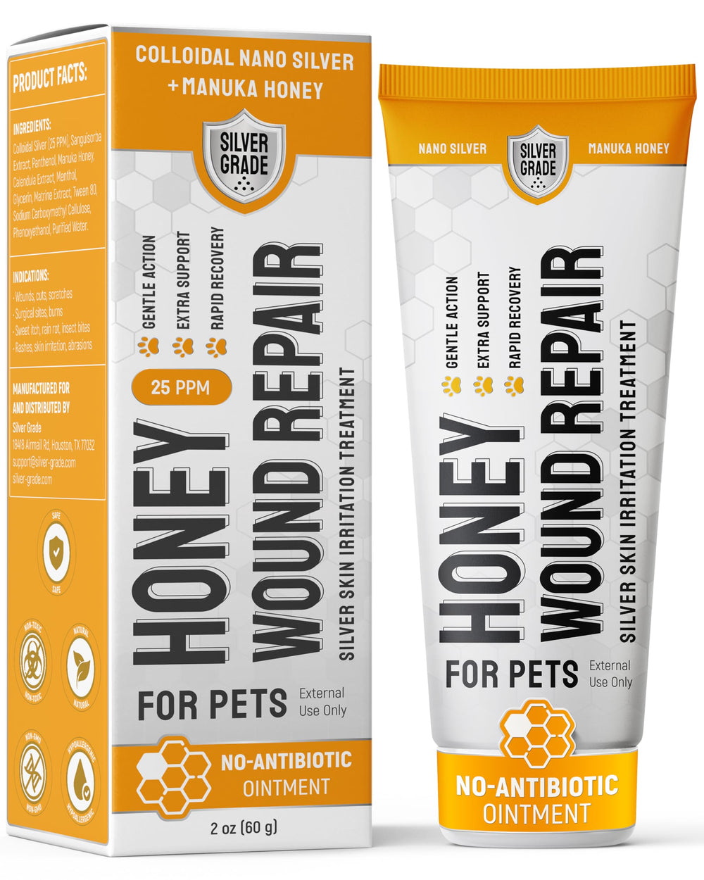 SILVER GRADE wound care tube pour for easy pet application.