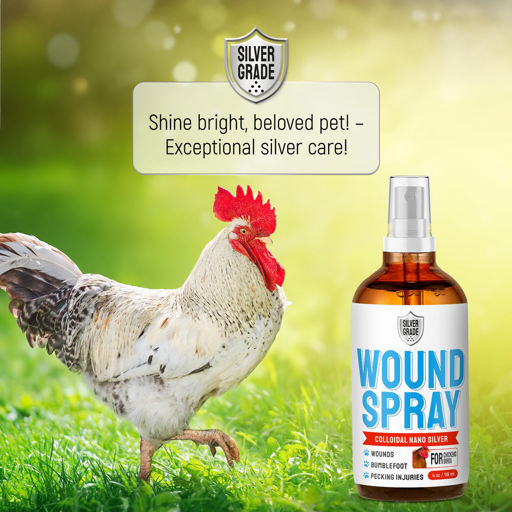 SILVER GRADE wound spray included in a chicken first aid kit.