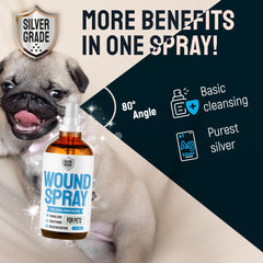 Silver Grade Wound Spray cone-use guidance to prevent licking during healing.