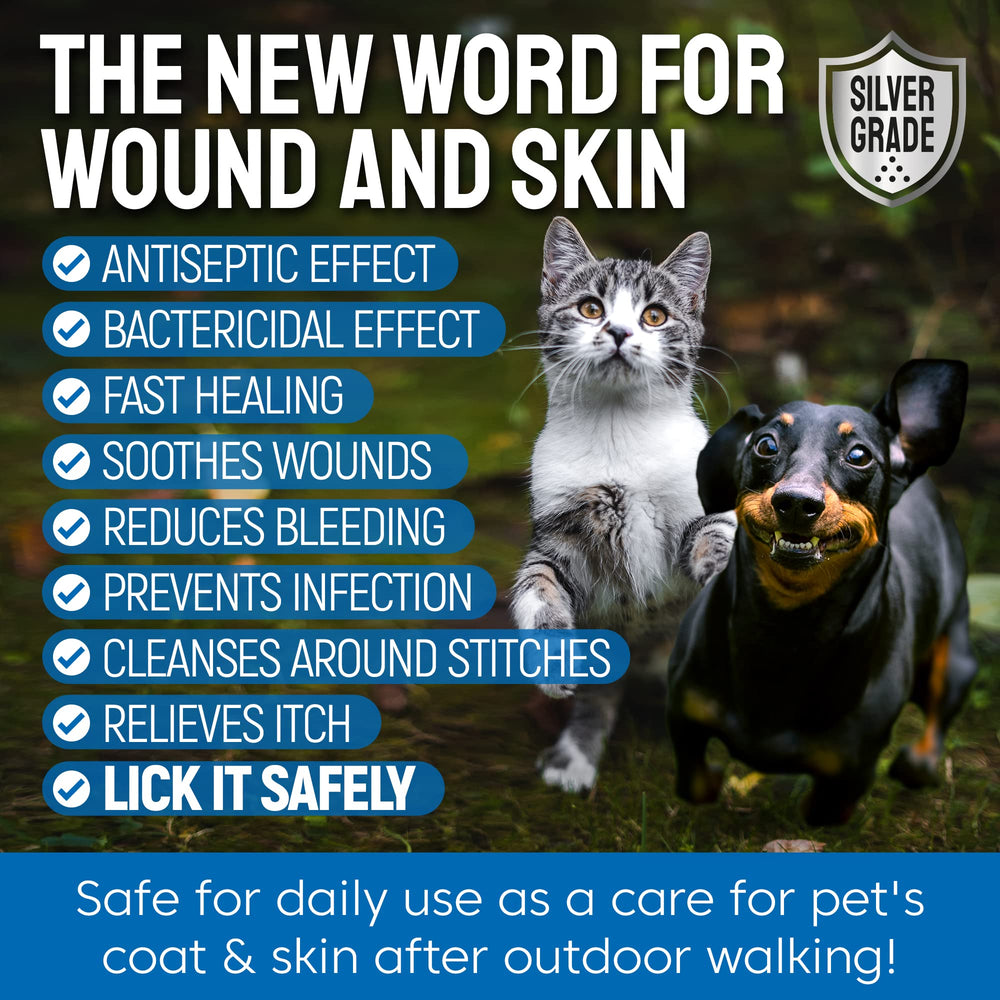 Silver Grade Wound Spray easy-dosage spray for twice-daily use.