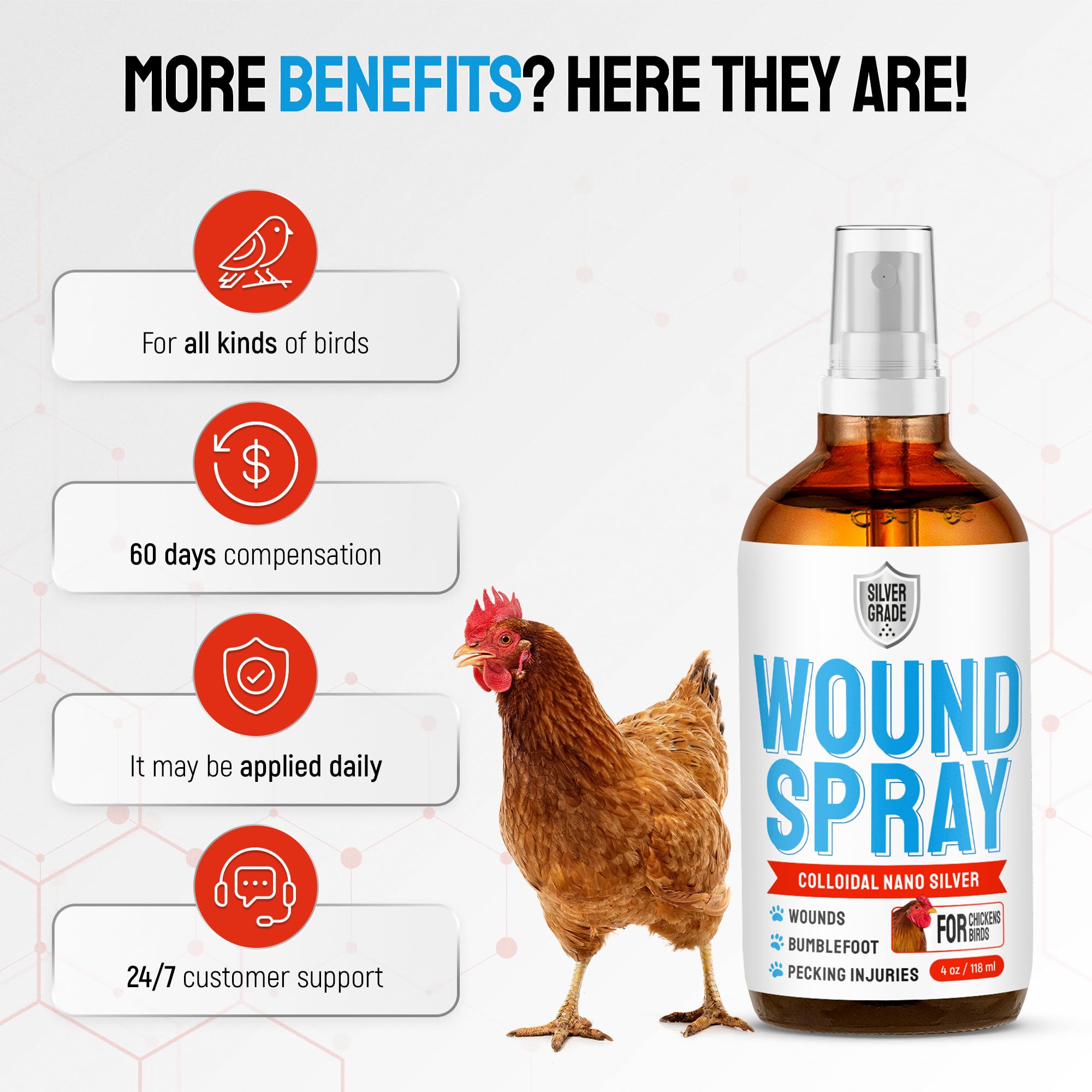 SILVER GRADE wound spray ready for at-home flock care.