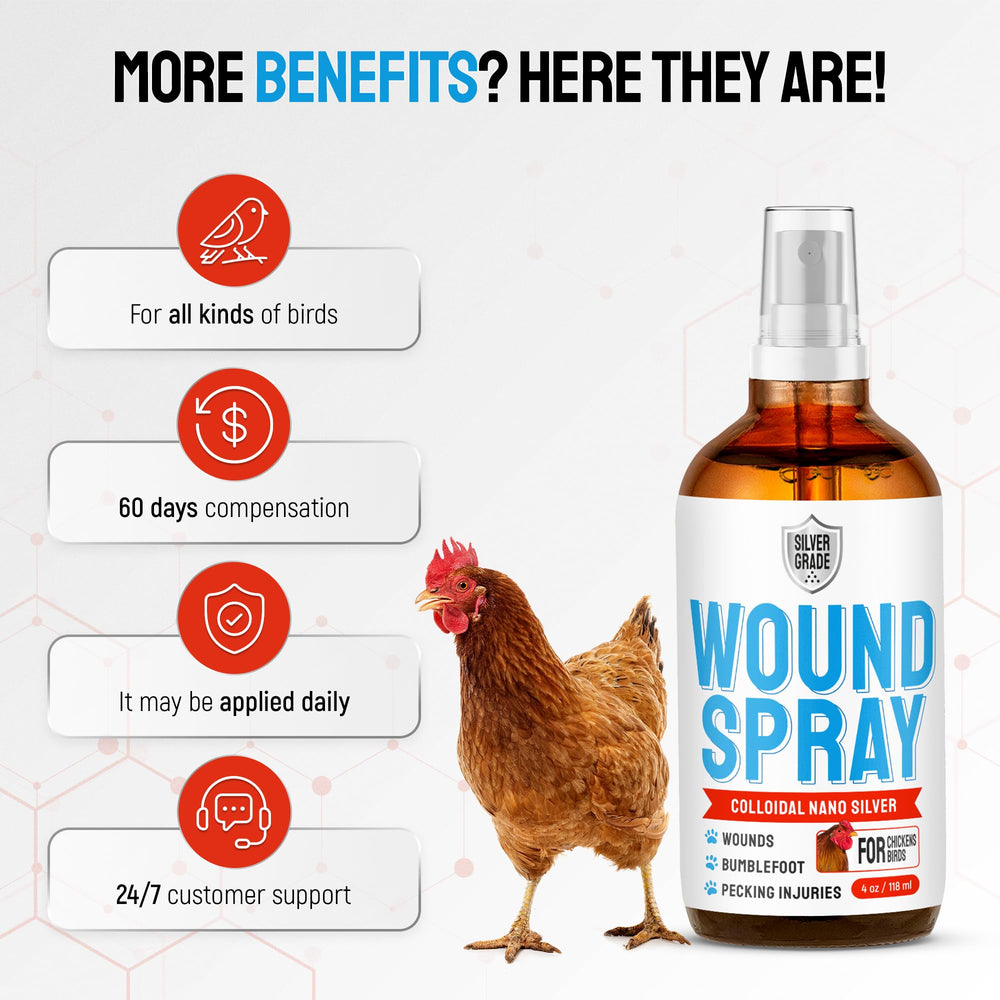 SILVER GRADE wound spray ready for at-home flock care.